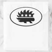 Libertarisch stekelvarken mascotte Zwart & Wit Ovale Sticker (Tas)