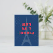 Liberté Égalité Chardonnay Grappige Eiffeltoren Wi Briefkaart (Staand voorkant)