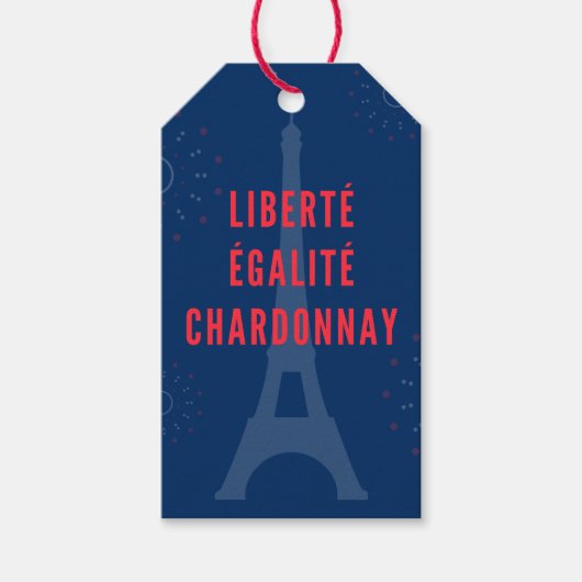 Liberté Égalité Chardonnay Grappige Eiffeltoren Wi Cadeaulabel (Voorkant)