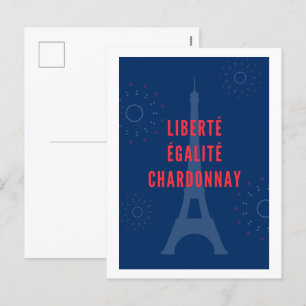 Liberté Égalité Chardonnay Grappige Eiffeltoren Wi Feestdagenkaart