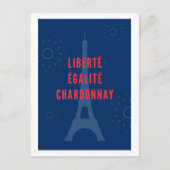 Liberté Égalité Chardonnay Grappige Eiffeltoren Wi Feestdagenkaart (Voorkant)