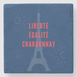 Liberté Égalité Chardonnay Grappige Eiffeltoren Wi Stenen Onderzetter