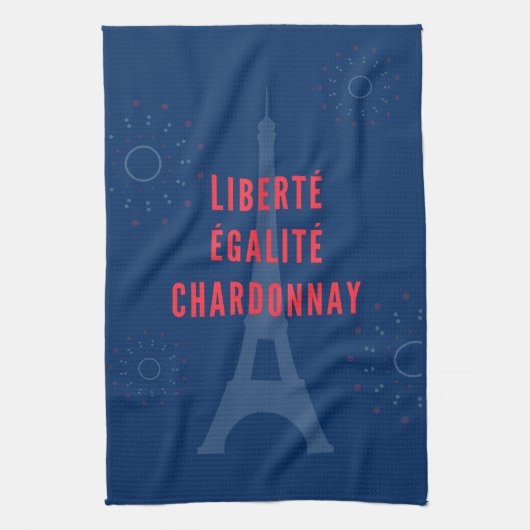 Liberté Égalité Chardonnay Grappige Eiffeltoren Wi Theedoek (Verticaal)