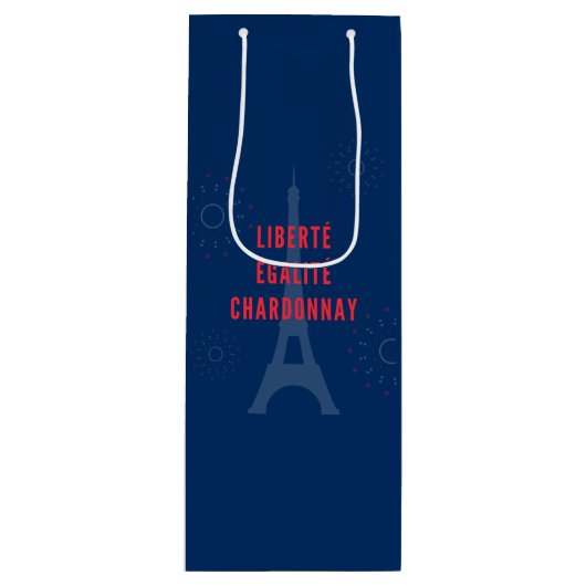 Liberté Égalité Chardonnay Grappige Eiffeltoren Wi Wijn Cadeautas (Voorkant)