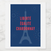 Liberté Égalité Chardonnay Grappige Eiffeltoren Wi Wijn Etiket (Enkel label)