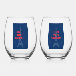 Liberté Égalité Chardonnay Grappige Eiffeltoren Wi Wijnglas Zonder Voet