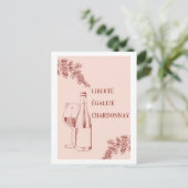 Liberté Égalité Chardonnay Grappige Wijnillustrati Briefkaart (Staand voorkant)