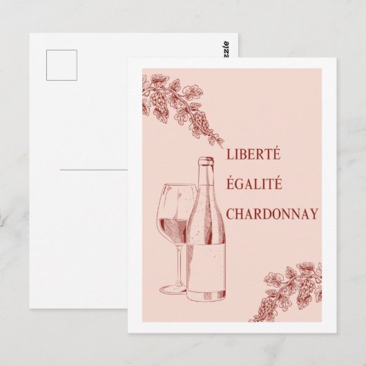 Liberté Égalité Chardonnay Grappige Wijnillustrati Briefkaart (Voorkant / Achterkant)