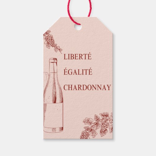 Liberté Égalité Chardonnay Grappige Wijnillustrati Cadeaulabel (Voorkant)