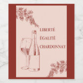 Liberté Égalité Chardonnay Grappige Wijnillustrati Wijn Etiket (Enkel label)