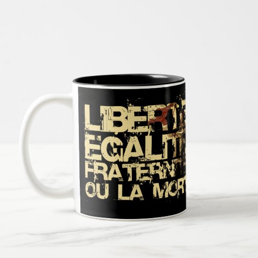 Liberte Egalite Fraternite: Franse revolutie Tweekleurige Koffiemok (Links)