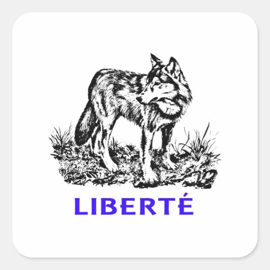Liberté - Loup dans la nature sauvage Vierkante Sticker (Voorkant)