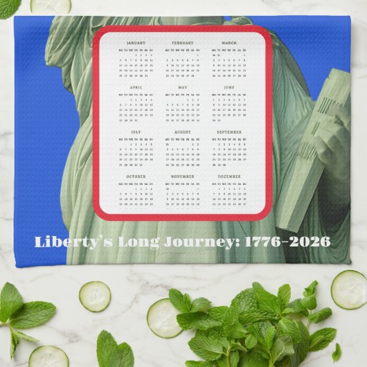 Liberty 1776–2026 USA Anniversary Calendar Theedoek (Gevouwen)