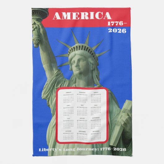 Liberty 1776–2026 USA Anniversary Calendar Theedoek (Verticaal)