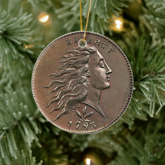 Liberty 1793 US Penny Ceramic Ornament (Boom)