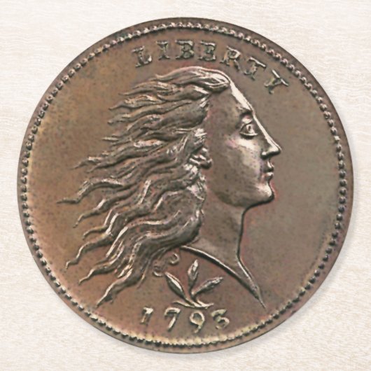 Liberty 1793 US Penny Round Paper Onderzetter (Voorkant)