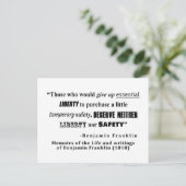 Liberty and Security Benjamin Franklin Quote Briefkaart (Staand voorkant)