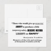 Liberty and Security Benjamin Franklin Quote Briefkaart (Voorkant / Achterkant)