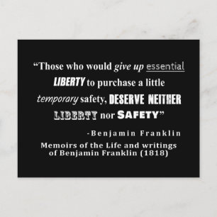 Liberty and Security Benjamin Franklin Quote White Briefkaart