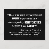 Liberty and Security Benjamin Franklin Quote White Briefkaart (Voorkant)