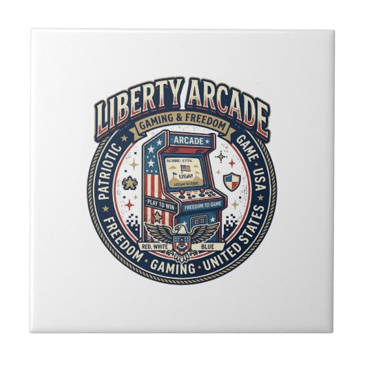 Liberty Arcade Patriottisch Patriottisch Arcade Ga Tegeltje (Voorkant)