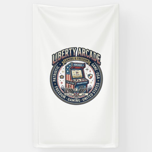 Liberty Arcade Patriottische Patriottische Arcade Spandoek (Verticaal)