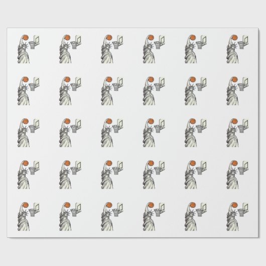 Liberty Basketbal Dunk Vintage Gravure Design_1 Cadeaupapier (Vlak)