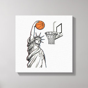 Liberty Basketbal Dunk Vintage Gravure Design_1 Canvas Afdruk