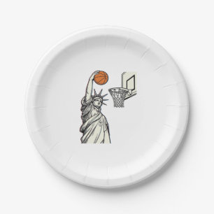 Liberty Basketbal Dunk Vintage Gravure Design_1 Papieren Bordje
