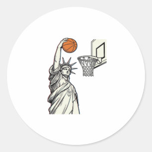 Liberty Basketbal Dunk Vintage Gravure Design_1 Ronde Sticker