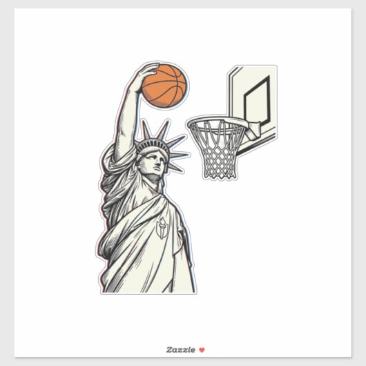Liberty Basketbal Dunk Vintage Gravure Design_1 Sticker (Vel)