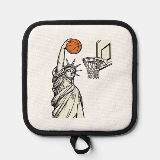 Liberty Basketbal Dunk Vintage Gravure Ontwerp_1 Pannenlap (Voorkant)