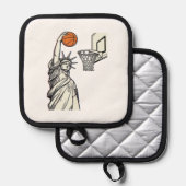 Liberty Basketbal Dunk Vintage Gravure Ontwerp_1 Pannenlap (Voorkant / Achterkant)