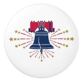 Liberty Bell Blauwe Illustratie Keramische Pull Keramische Knop