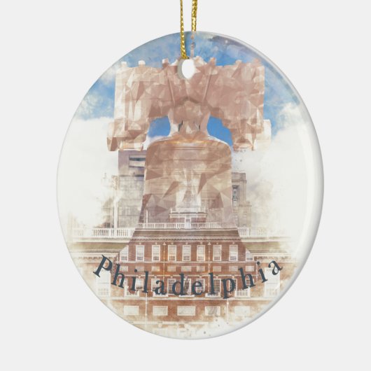 Liberty Bell en Independence Hall Keramisch Ornament (Links)