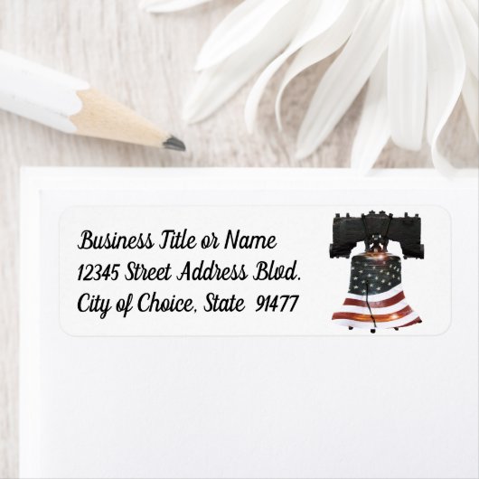 Liberty Bell met Amerikaanse vlag Etiket (Insitu)