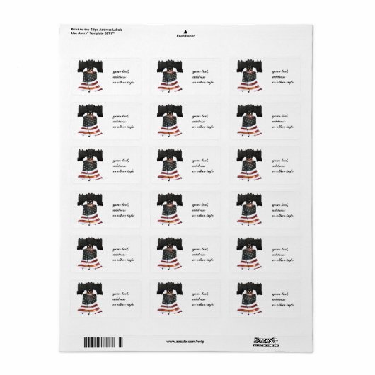 Liberty Bell met Amerikaanse vlag Etiket (Full Sheet)