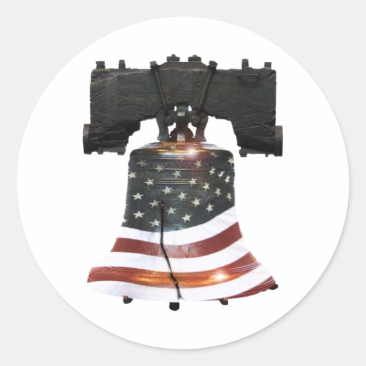 Liberty Bell met Amerikaanse vlag Ronde Sticker (Voorkant)