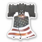 Liberty Bell met Amerikaanse vlag Sticker (Voorkant)