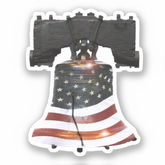 Liberty Bell met Amerikaanse vlag Sticker (Voorkant)