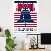 Liberty Bell Philadelphia Pennsylvania Stripes Poster (Thuiskantoor)
