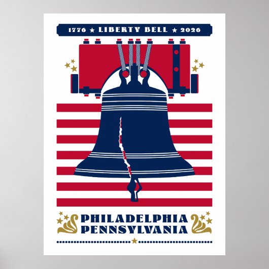 Liberty Bell Philadelphia Pennsylvania Stripes Poster (Voorkant)