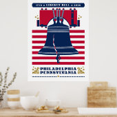Liberty Bell Philadelphia Pennsylvania Stripes Poster (Keuken)