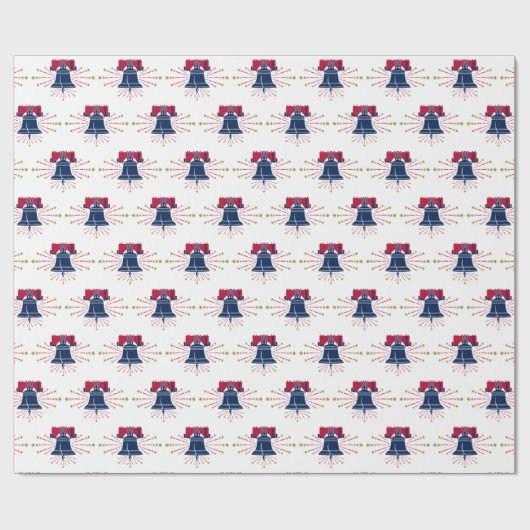 Liberty Bell Rood wit en blauw patroon Cadeaupapier (Vlak)