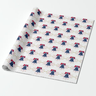 Liberty Bell Rood wit en blauw patroon Cadeaupapier