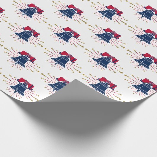 Liberty Bell Rood wit en blauw patroon Cadeaupapier (Hoek)