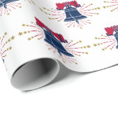 Liberty Bell Rood wit en blauw patroon Cadeaupapier (Rol Hoek)