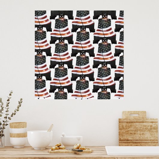 Liberty Bell w/American Flag - Pattern Poster (Keuken)