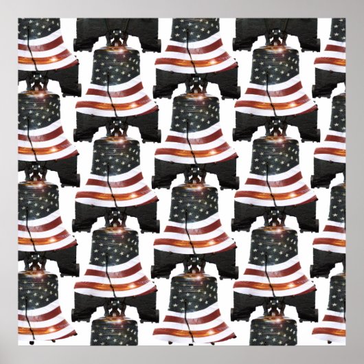 Liberty Bell w/American Flag - Pattern Poster (Voorkant)