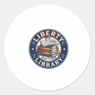 Liberty Bibliotheek Patriottische Patriottische Bi Ronde Sticker